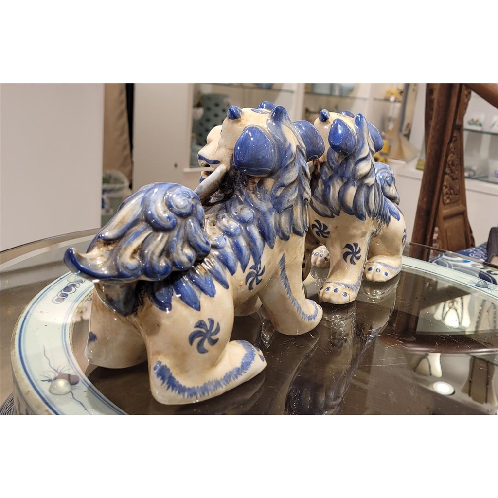 Danny's Fine Porcelain Home Decor Danny's Fine Porcelain Foo Dog Pair of Mythological Figurines Symbolized Lucky