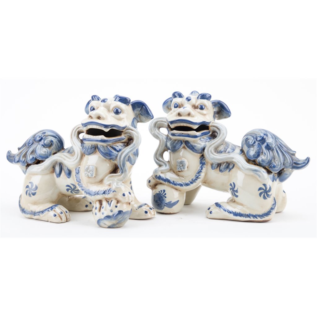 Danny's Fine Porcelain Home Decor Danny's Fine Porcelain Foo Dog Pair of Mythological Figurines Symbolized Lucky