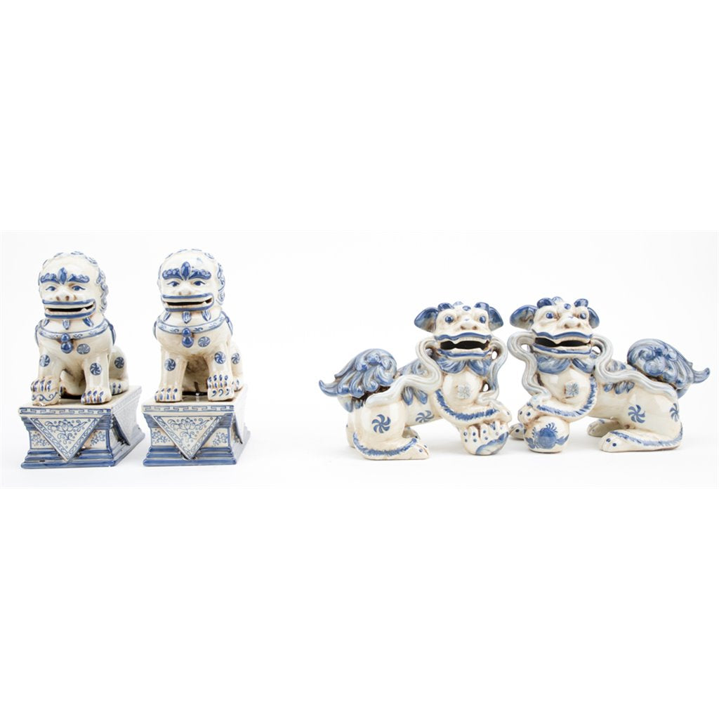 Danny's Fine Porcelain Home Decor Danny's Fine Porcelain Foo Dog Pair of Mythological Figurines Symbolized Lucky