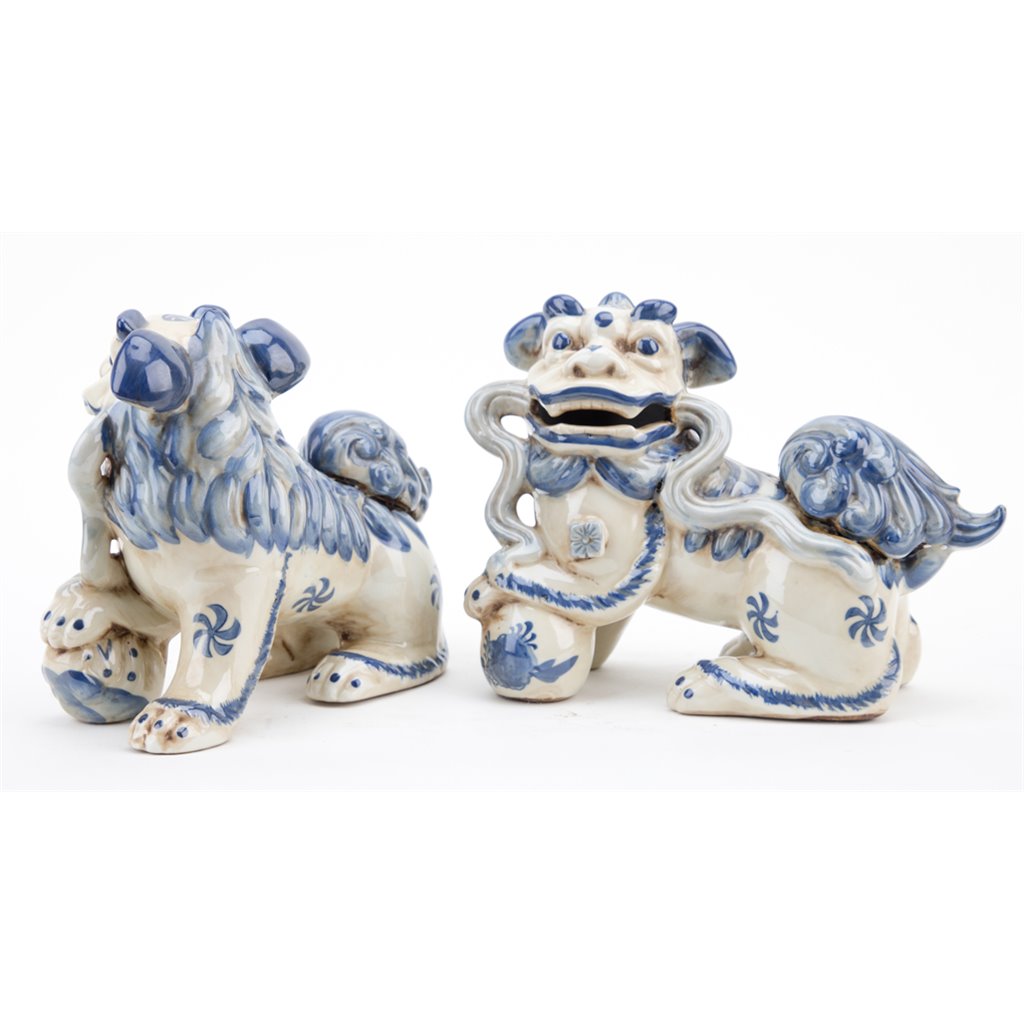 Danny's Fine Porcelain Home Decor Danny's Fine Porcelain Foo Dog Pair of Mythological Figurines Symbolized Lucky