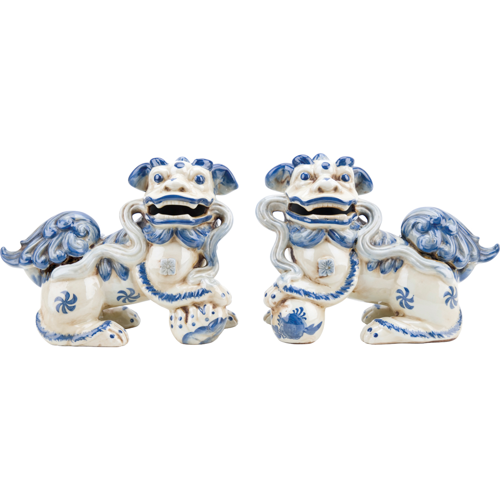 Danny's Fine Porcelain Home Decor Danny's Fine Porcelain Foo Dog Pair of Mythological Figurines Symbolized Lucky