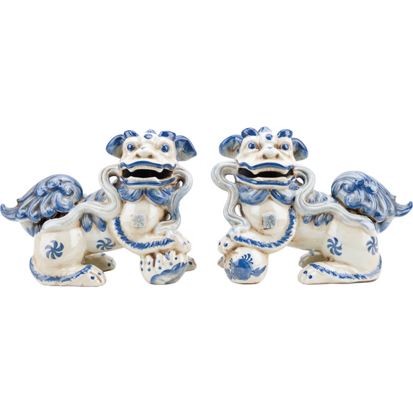 Danny's Fine Porcelain Home Decor Danny's Fine Porcelain Foo Dog Pair of Mythological Figurines Symbolized Lucky