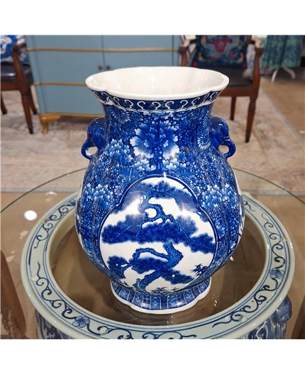 Danny's Fine Porcelain Home Decor Danny's Fine Porcelain Foo Lun Vase -Blue & White