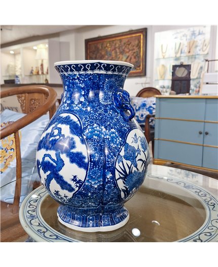 Danny's Fine Porcelain Home Decor Danny's Fine Porcelain Foo Lun Vase -Blue & White