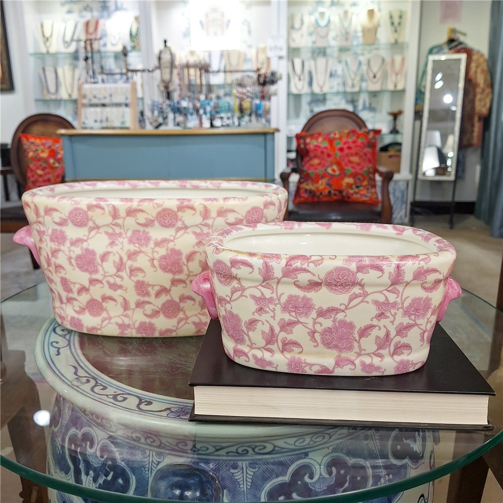 Danny's Fine Porcelain Home Decor Danny's Fine Porcelain Footbath-Pink Florets Large Size – Pink Florets Porcelain Cachepot