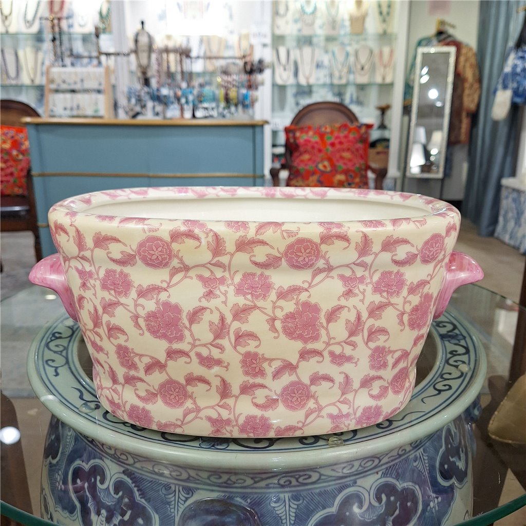 Danny's Fine Porcelain Home Decor Danny's Fine Porcelain Footbath-Pink Florets Large Size – Pink Florets Porcelain Cachepot