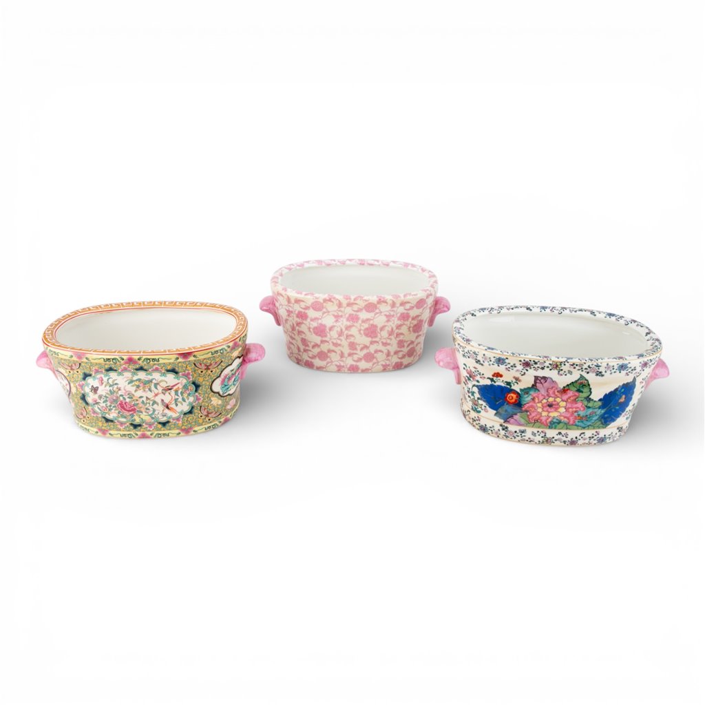 Danny's Fine Porcelain Home Decor Danny's Fine Porcelain Footbath-Pink Florets Large Size – Pink Florets Porcelain Cachepot