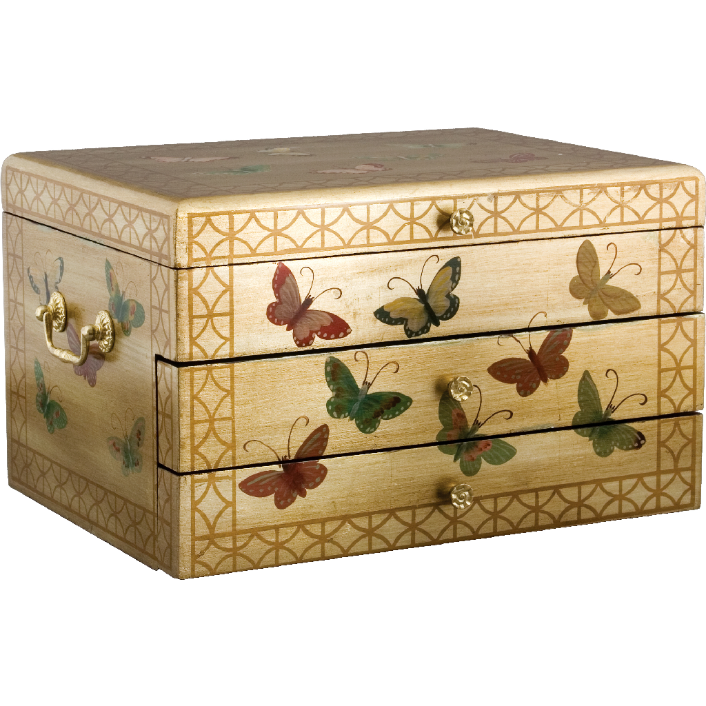 Danny's Fine Porcelain Home Decor Danny's Fine Porcelain Gold Butterfly Flatware/Jewelry Chest