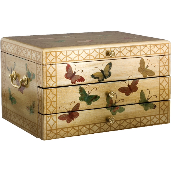 Danny's Fine Porcelain Home Decor Danny's Fine Porcelain Gold Butterfly Flatware/Jewelry Chest