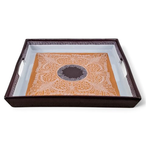 Danny's Fine Porcelain Home Decor Danny's Fine Porcelain Gold Medallion Traysquare Decorative Tray Featuring An Ornate Gold Design with A - CLOSEOUT SAMPLE SALE