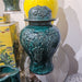 Danny's Fine Porcelain Home Decor Danny's Fine Porcelain Green Lidded Peach Lid Temple Jar Majestic Bird Pattern