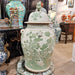 Danny's Fine Porcelain Home Decor Danny's Fine Porcelain Green Mud-Stepped Bird & Floral Covered Temple Jar Showcasing