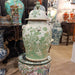 Danny's Fine Porcelain Home Decor Danny's Fine Porcelain Green Mud-Stepped Bird & Floral Covered Temple Jar Showcasing