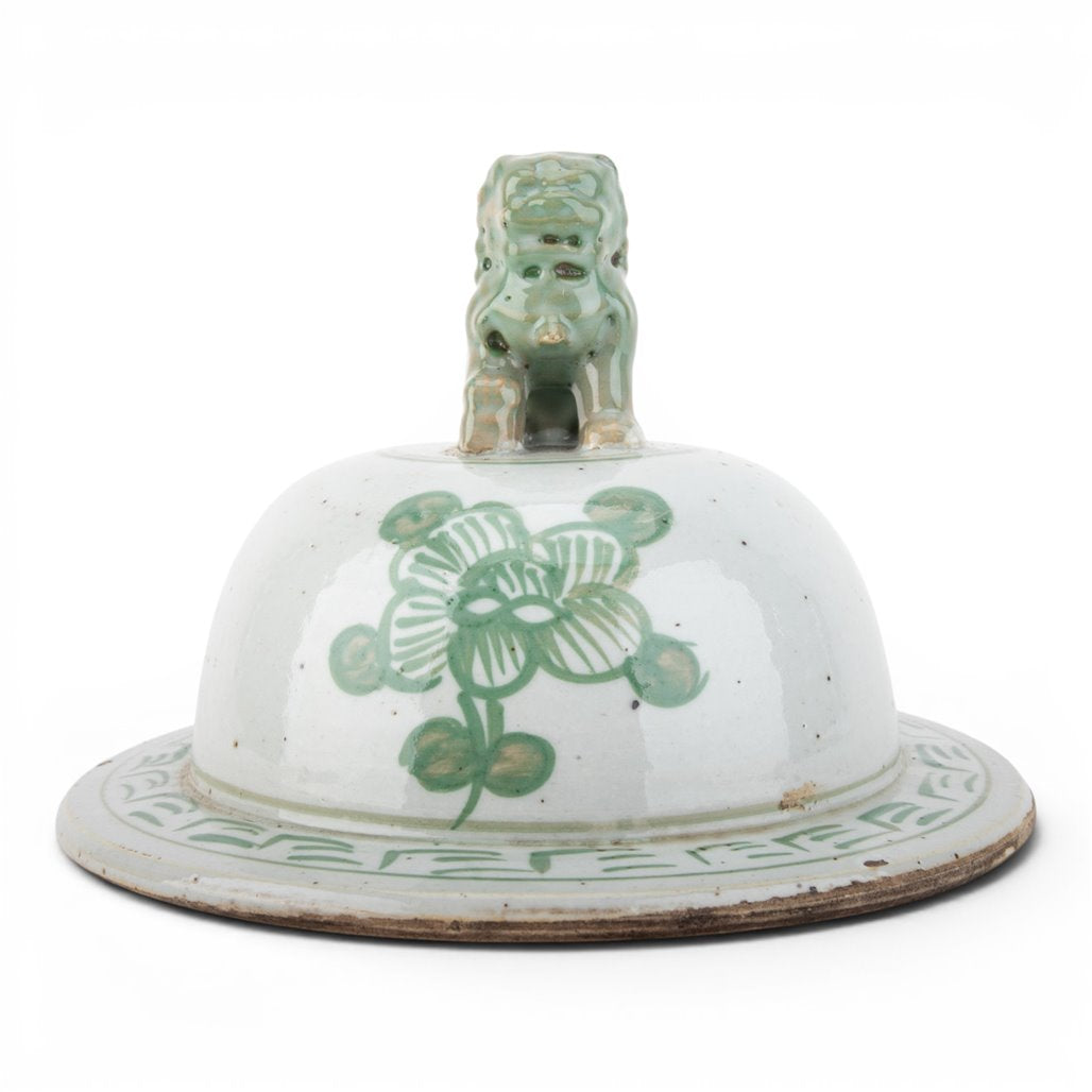 Danny's Fine Porcelain Home Decor Danny's Fine Porcelain Green Mud-Stepped Bird & Floral Covered Temple Jar Showcasing