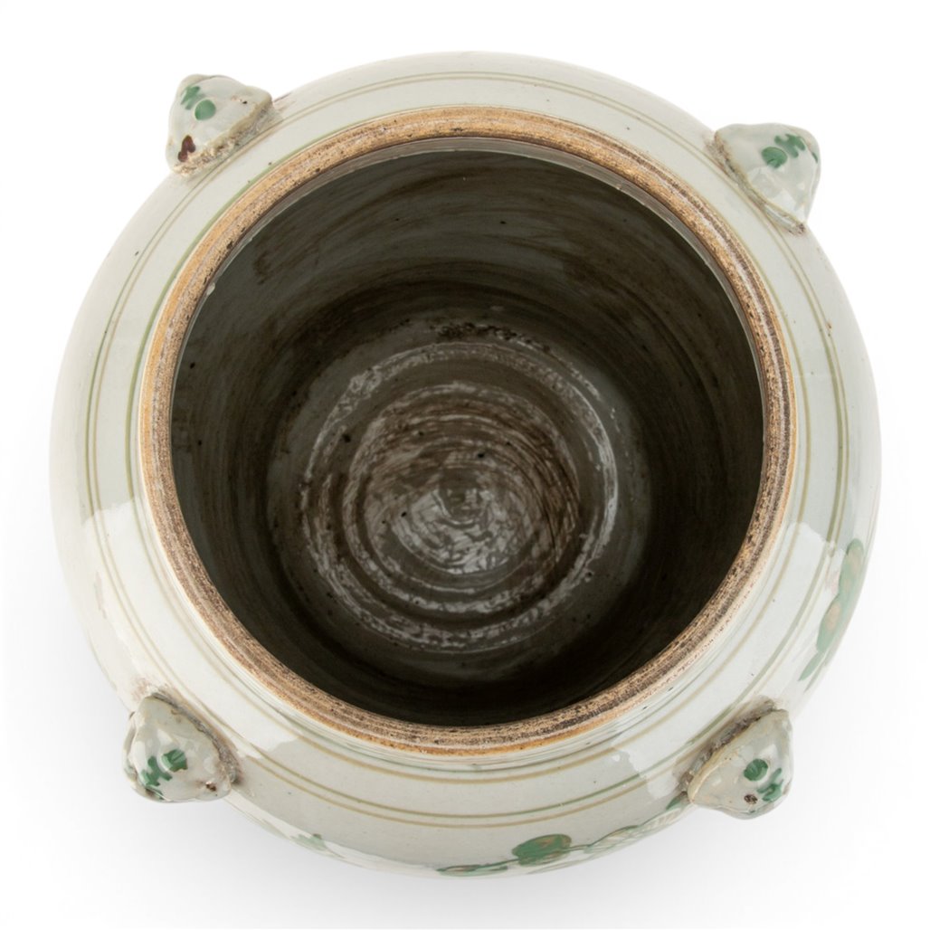Danny's Fine Porcelain Home Decor Danny's Fine Porcelain Green Mud-Stepped Bird & Floral Covered Temple Jar Showcasing