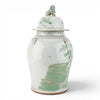 Danny's Fine Porcelain Home Decor Danny's Fine Porcelain Green Mud-Stepped Bird & Floral Covered Temple Jar Showcasing