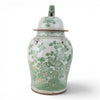 Danny's Fine Porcelain Home Decor Danny's Fine Porcelain Green Mud-Stepped Bird & Floral Covered Temple Jar Showcasing