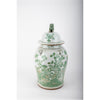 Danny's Fine Porcelain Home Decor Danny's Fine Porcelain Green Mud-Stepped Bird & Floral Covered Temple Jar Showcasing