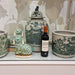 Danny's Fine Porcelain Home Decor Danny's Fine Porcelain Green Mud-Stepped Floral Covered Temple Jar Crafted Using