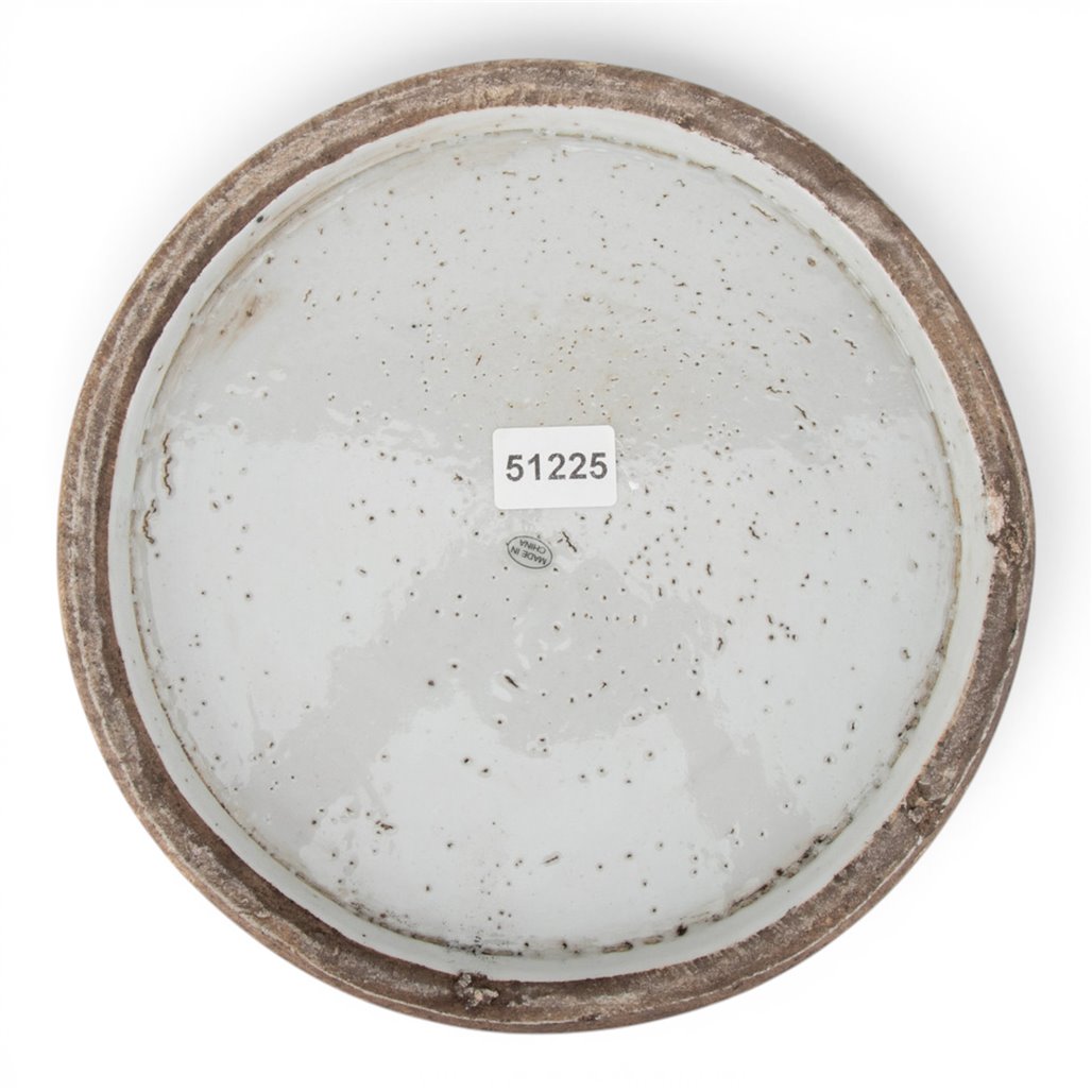 Danny's Fine Porcelain Home Decor Danny's Fine Porcelain Green Mud-Stepped Floral Covered Temple Jar Crafted Using