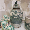 Danny's Fine Porcelain Home Decor Danny's Fine Porcelain Green Mud-Stepped Floral Covered Temple Jar Crafted Using
