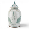 Danny's Fine Porcelain Home Decor Danny's Fine Porcelain Green Mud-Stepped Floral Covered Temple Jar Crafted Using