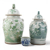 Danny's Fine Porcelain Home Decor Danny's Fine Porcelain Green Mud-Stepped Floral Covered Temple Jar Crafted Using