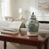 Danny's Fine Porcelain Home Decor Danny's Fine Porcelain Green Mud-Stepped Floral Covered Temple Jar Crafted Using