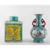 Danny's Fine Porcelain Home Decor Danny's Fine Porcelain Green Painted Vase Flower and Bird. Display It Alone Or with Flowers For
