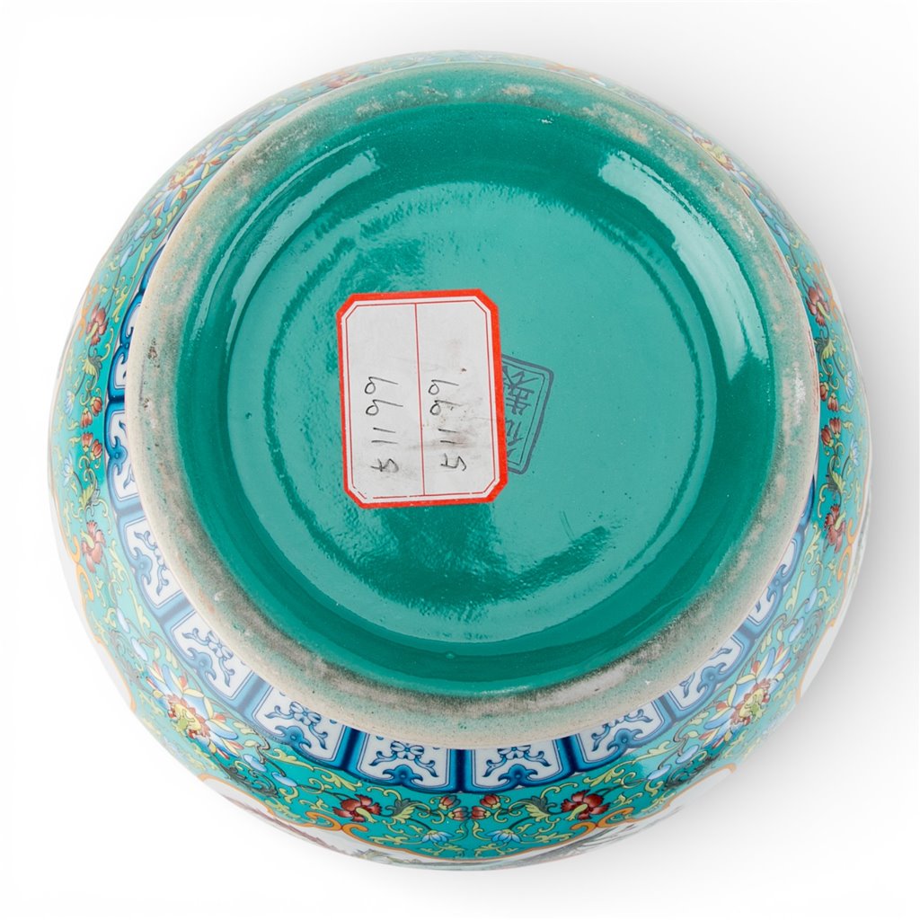 Danny's Fine Porcelain Home Decor Danny's Fine Porcelain Green Painted Vase Flower and Bird. Display It Alone Or with Flowers For