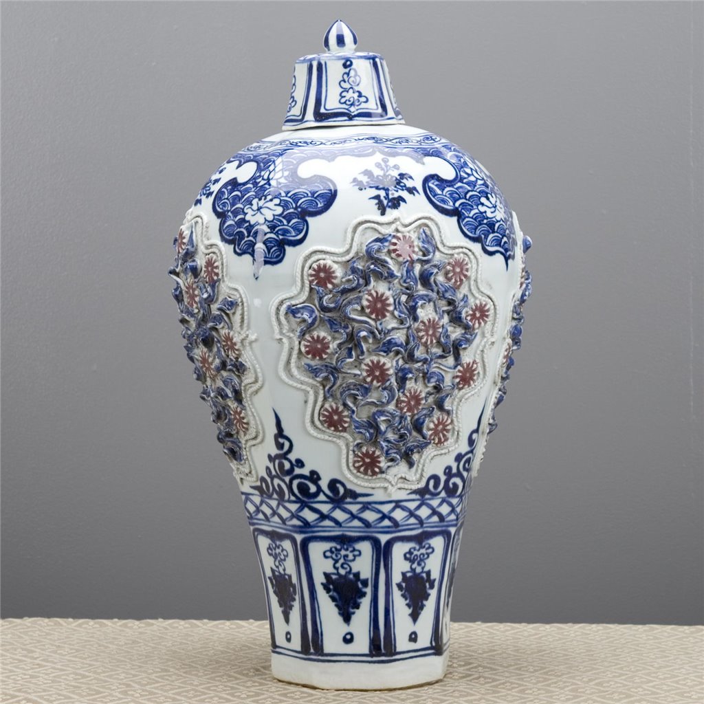 Danny's Fine Porcelain Home Decor Danny's Fine Porcelain Hex Jar - Raised Up Design 50371
