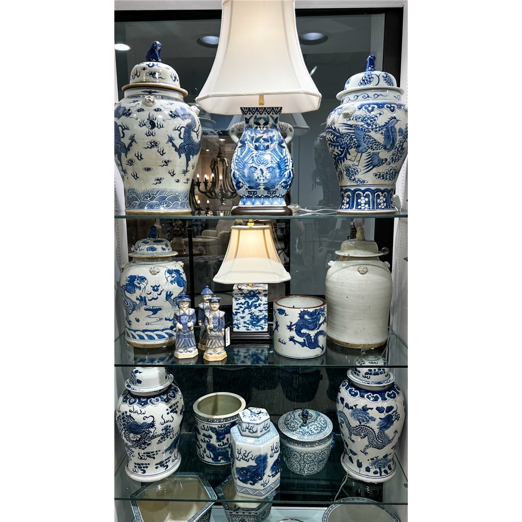 Danny's Fine Porcelain Home Decor Danny's Fine Porcelain Hex Lidded Jar -Blue And White 50832