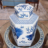 Danny's Fine Porcelain Home Decor Danny's Fine Porcelain Hex Lidded Jar -Blue And White 50832