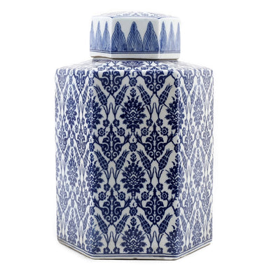 Danny's Fine Porcelain Home Decor Danny's Fine Porcelain Hex Lidded Jar -Blue And White 50833