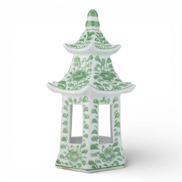 Danny's Fine Porcelain Home Decor Danny's Fine Porcelain Hex Pagoda- Green Flower