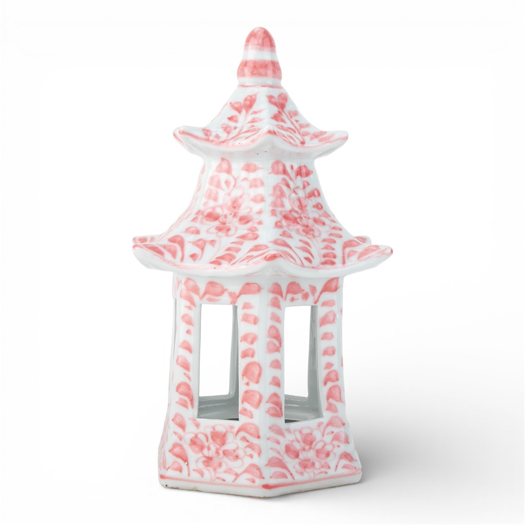 Danny's Fine Porcelain Home Decor Danny's Fine Porcelain Hex Pagoda- Pink Flower
