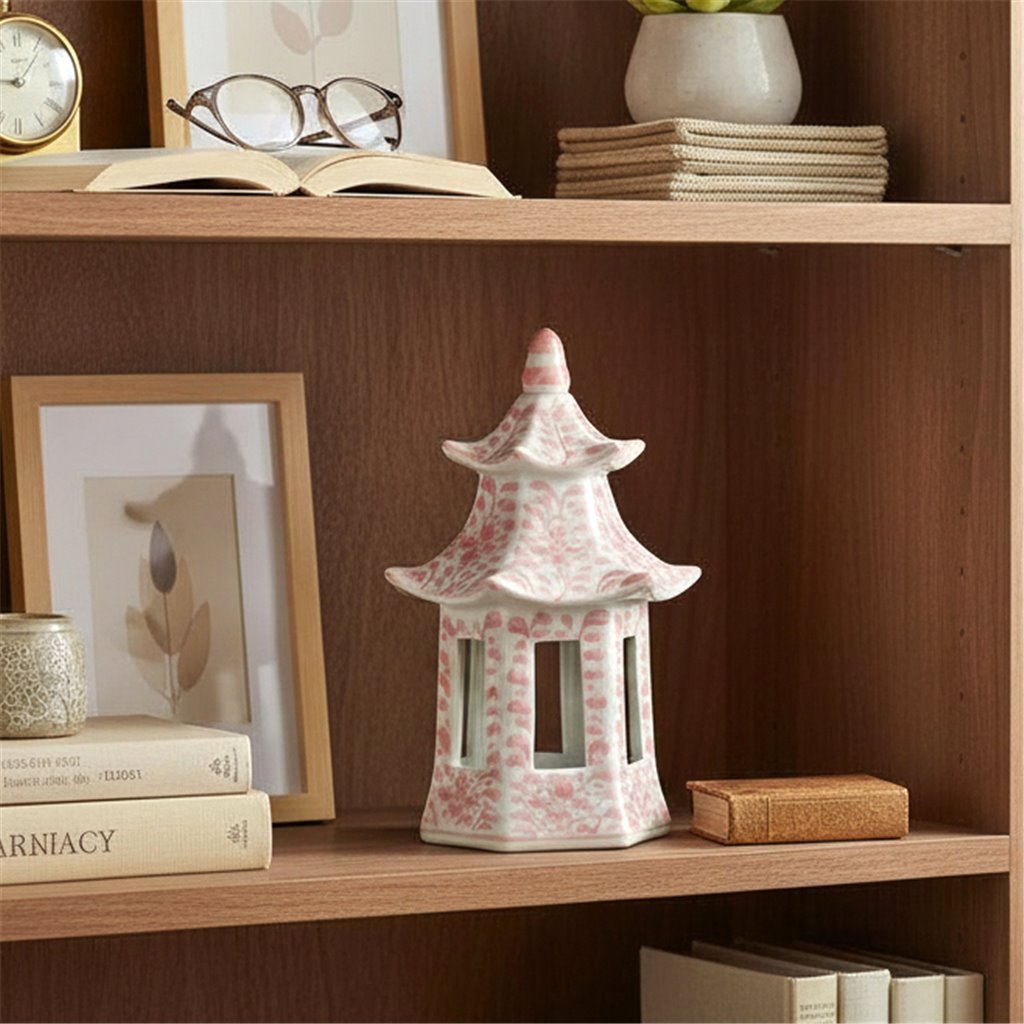 Danny's Fine Porcelain Home Decor Danny's Fine Porcelain Hex Pagoda- Pink Flower