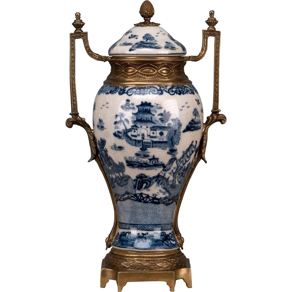 Danny's Fine Porcelain Home Decor Danny's Fine Porcelain Jar With Bronze - Blue And White(Pre Drilled Hole) 14128