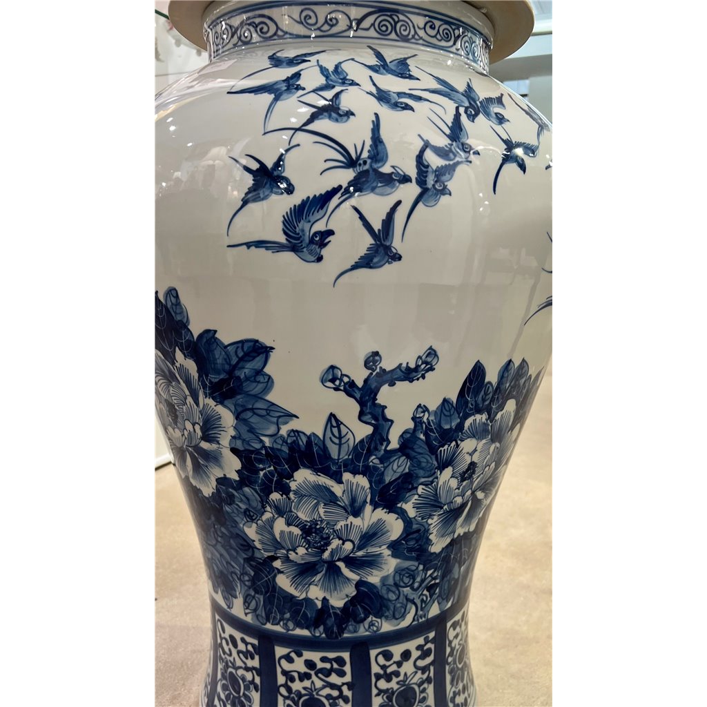 Danny's Fine Porcelain Home Decor Danny's Fine Porcelain Large Temple Foo Dog Jar Blue & White Flower -Due To the Product Size