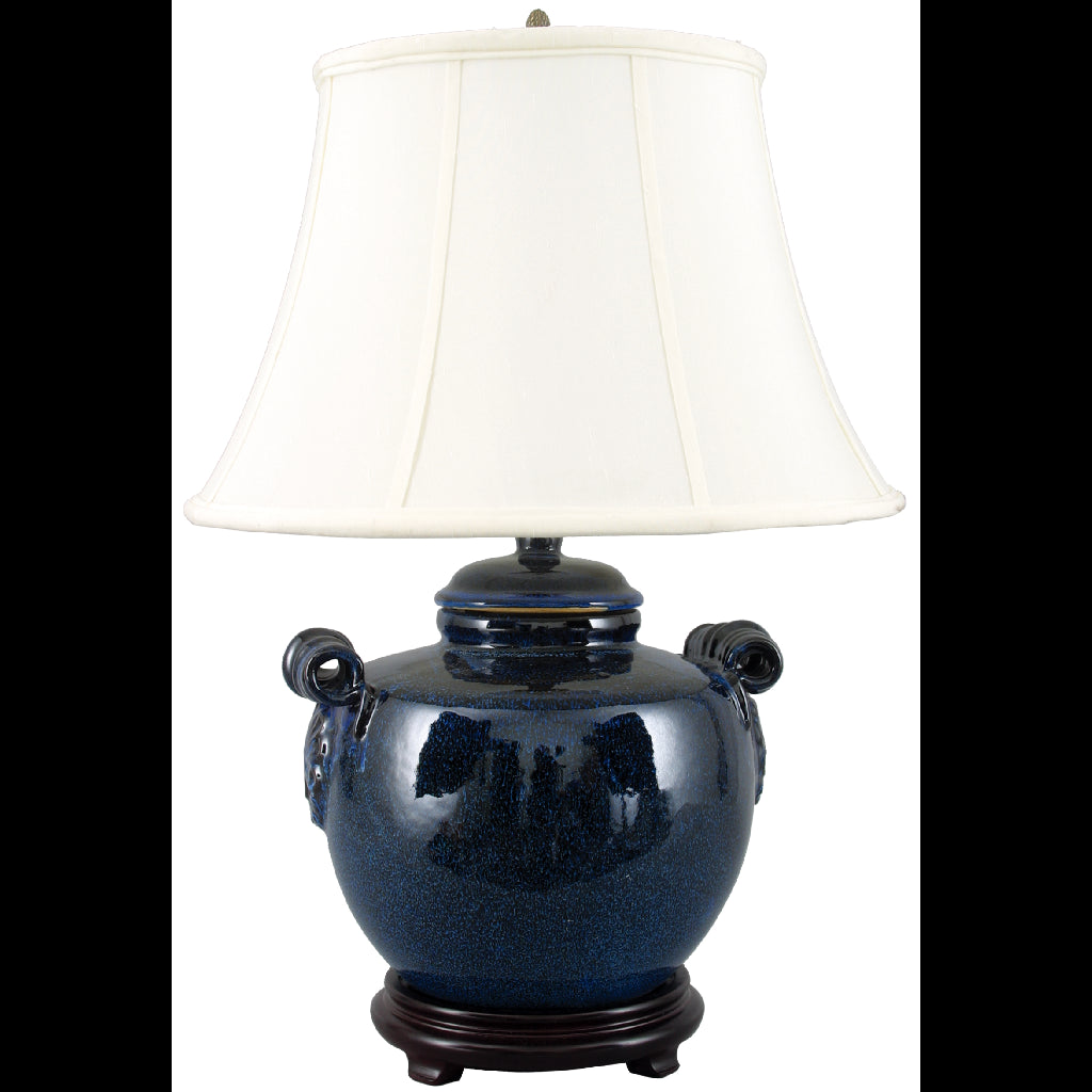 Danny's Fine Porcelain Lighting Danny's Fine Porcelain Lg Blue Pumpkin Jar Lamp PCM1084-1BL