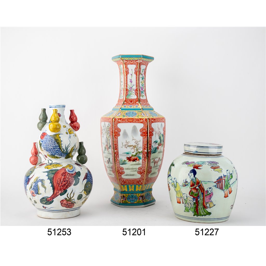 Danny's Fine Porcelain Home Decor Danny's Fine Porcelain Lidded Bulb Jar Hand-Painted Figures
