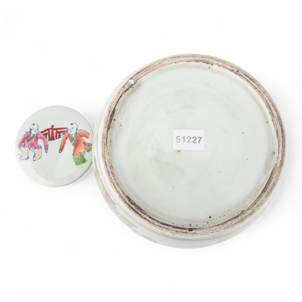 Danny's Fine Porcelain Home Decor Danny's Fine Porcelain Lidded Bulb Jar Hand-Painted Figures