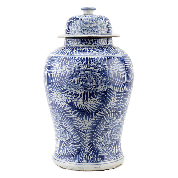 Danny's Fine Porcelain Home Decor Danny's Fine Porcelain Lidded Temple Jar - Floral - Blue And White Classic 50068
