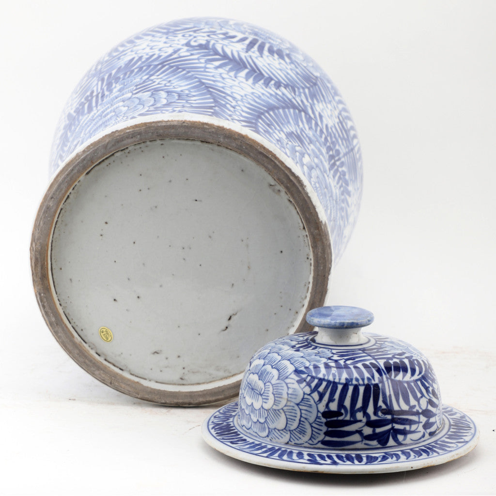 Danny's Fine Porcelain Home Decor Danny's Fine Porcelain Lidded Temple Jar - Floral - Blue And White Classic 50068