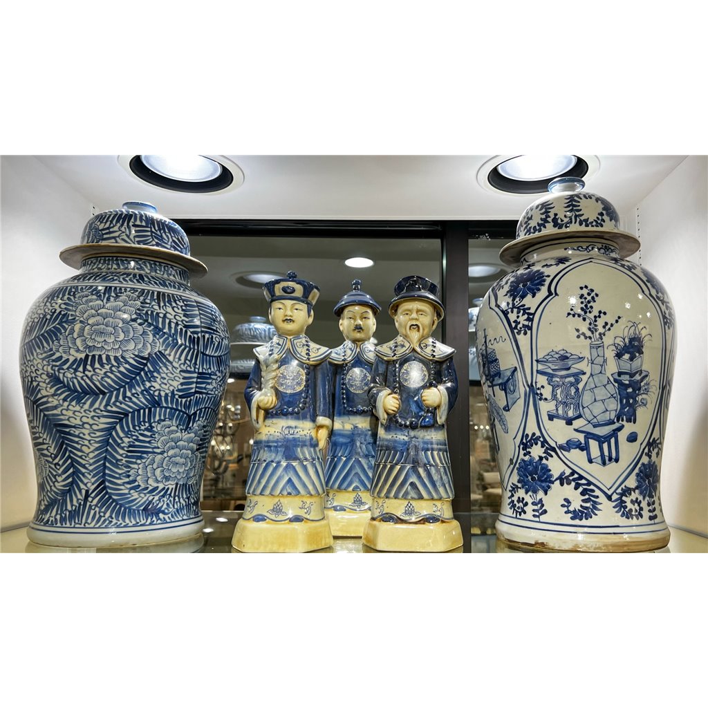 Danny's Fine Porcelain Home Decor Danny's Fine Porcelain Lidded Temple Jar - Floral - Blue And White Classic 50068