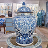 Danny's Fine Porcelain Home Decor Danny's Fine Porcelain Lidded Warrier Jar - Florals - Blue And White Classic 50847