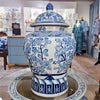 Danny's Fine Porcelain Home Decor Danny's Fine Porcelain Lidded Warrier Jar - Florals - Blue And White Classic 50847