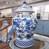 Danny's Fine Porcelain Home Decor Danny's Fine Porcelain Lidded Warrier Jar - Lions - Blue And White Classic 50846