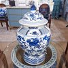 Danny's Fine Porcelain Home Decor Danny's Fine Porcelain Lidded Warrier Jar - Lions - Blue And White Classic 50846