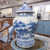 Danny's Fine Porcelain Home Decor Danny's Fine Porcelain Lidded Warrier Jar - Scenery - Blue And White Classic 50845